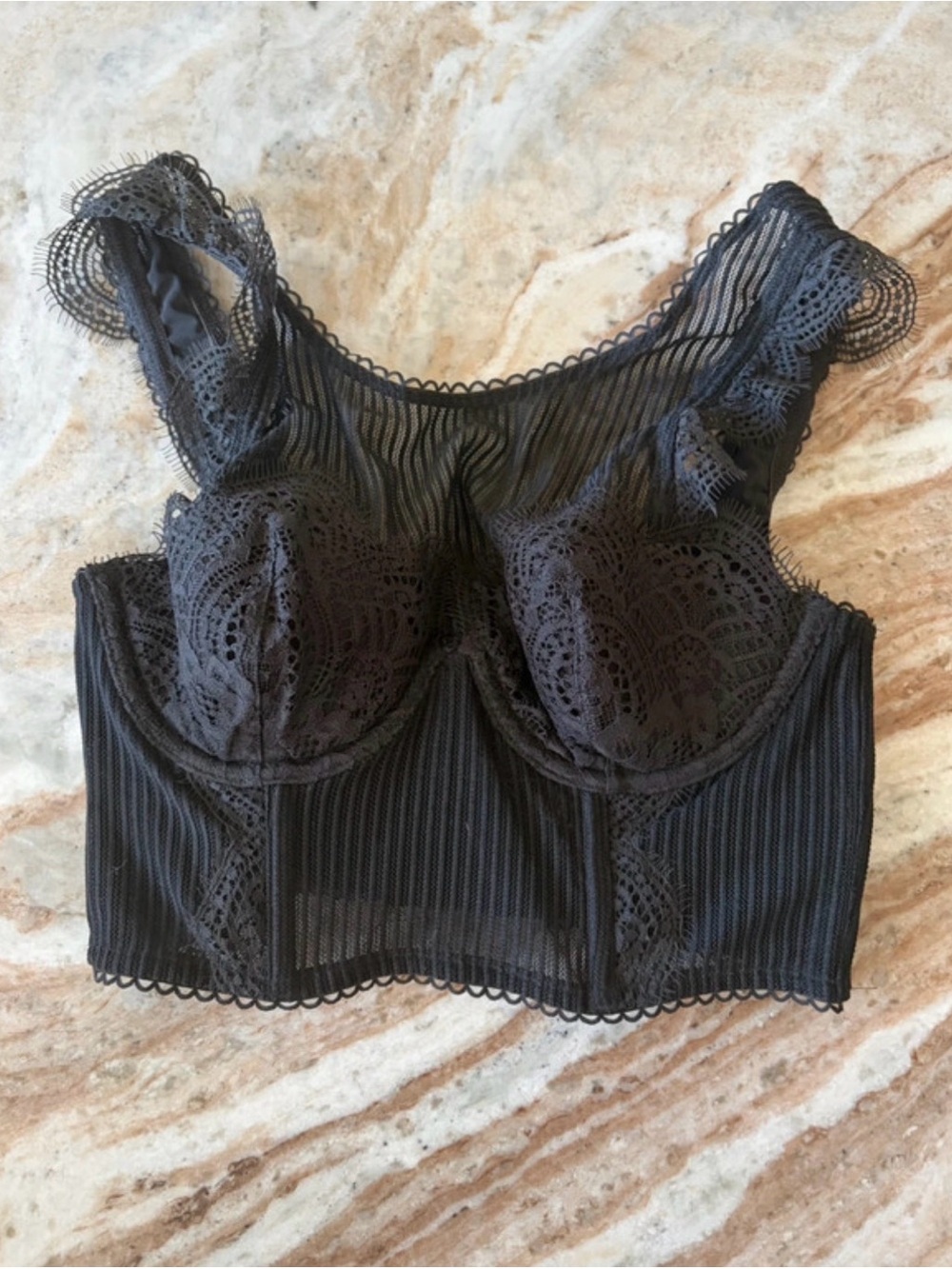 Victoria's Secret Black Lace Longline Bodysuit Bralette